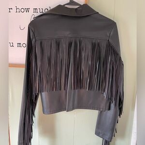 Wild Fable Black Leather Fringe Jacket